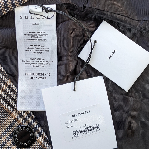 NWT Sandro Nona Brown Plaid Button Skirt Size 2 flawed - Picture 5 of 8